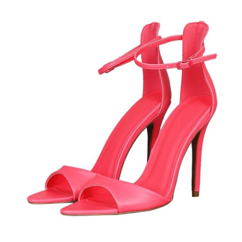 Neon Pink ankle open toe heels
